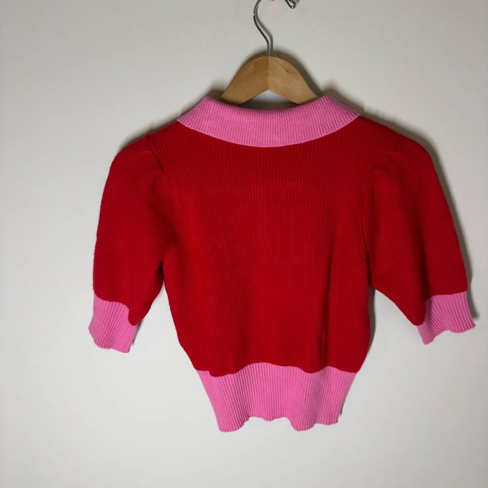 NWT Sugarlips Red and Pink Collared Sweater S - Picture 4 of 6